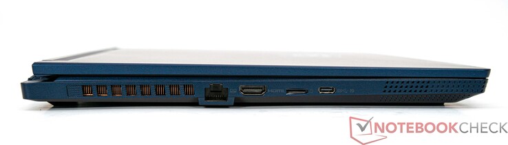 Левая сторона: LAN (RJ45), HDMI 2.1 (4K/120 Гц, 8K/60 Гц), слот microSD, USB 3.2 Gen 2 Typ-C