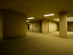 На картинке - официальный скриншот из игры The Backrooms Deluxe 2, демонстрирующий одну из многочисленных игровых зон в игре. (Источник изображения: Steam)