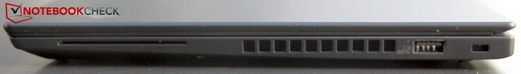 Справа: Отсек для смарт-карт, вентиляция, USB 3.1 Gen 2 Type A (заряжает даже в выкл. состоянии), Kensington