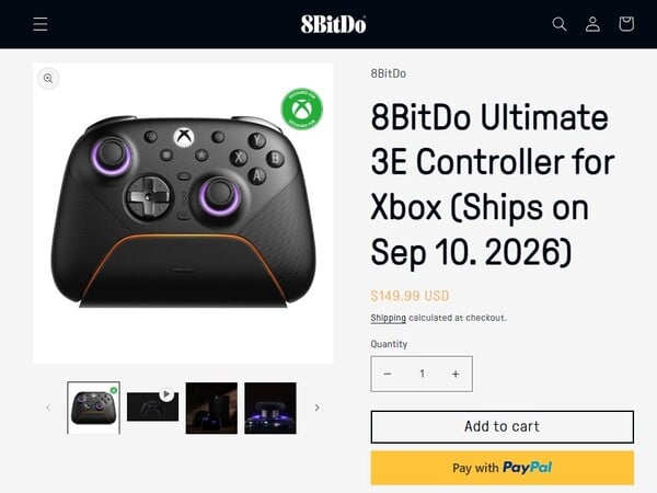 В интернет-магазине 8BitDo eShop теперь указана дата отправки контроллера Ultimate 3E в сентябре.