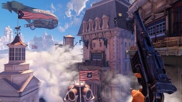 На картинке: Скриншот игрового процесса из BioShock Infinite.