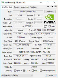 GPU-Z Nvidia Quadro P1000