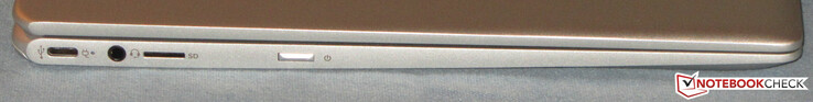 Левая сторона: USB 3.1 Gen 1 Type-C, аудио разъем, слот microSD, кнопка питания
