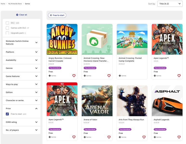 Игры Nintendo eShop бесплатны для запуска (Источник изображения: скриншот, Nintendo eShop)
