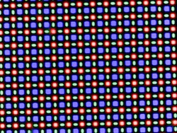 OLED-дисплей основан на субпиксельной матрице RG/BG, состоящей из одного красного, одного синего и одного зеленого светоизлучающего диода каждый