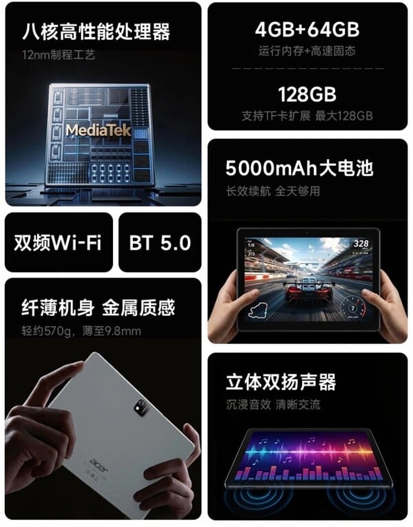 Acer A312 Pad работает на старом чипсете MediaTek.