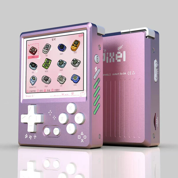 Розовый GKD Pixel 2 имеет белые кнопки. (Источник изображения: Keep Retro)
