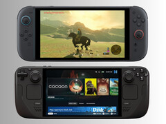 Nintendo Switch 2 сидит над Steam Deck (Источник изображения: Nintendo of America, Valve с редактированием)