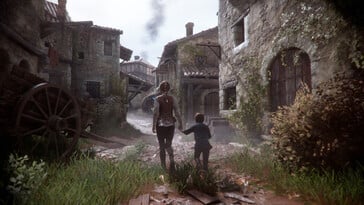 Изображение, на котором изображены Амисия и Уго в игре «A Plague Tale: Innocence».