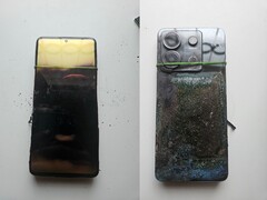Фотографии передней и задней части взорванного Redmi Note 13 Pro (Источник изображения: Sri Varshan; отредактировано)