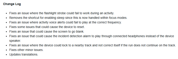 Примечания к выпуску бета-версии 15.12 для смарт-часов Forerunner 570 и Forerunner 970. (Источник изображения: Garmin)
