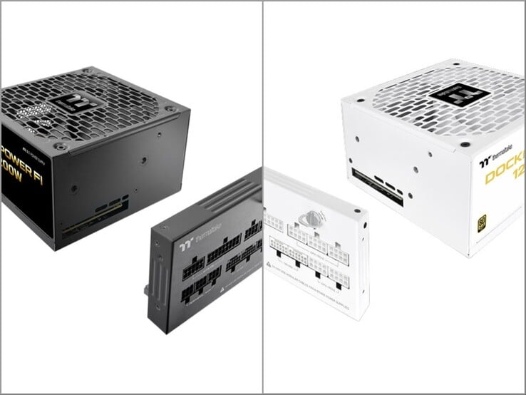 Блок питания Thermaltake Dockpower FI в черном и белом цветах.