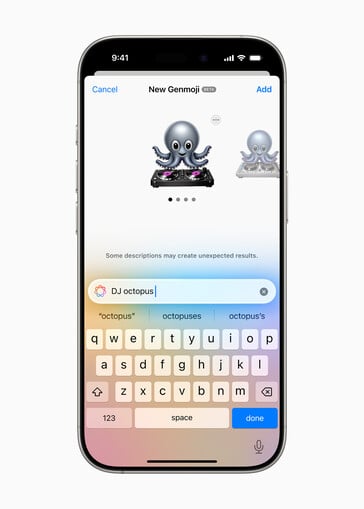 интерфейс iOS Genmoji со сгенерированным эмодзи