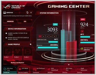 Утилита ROG Gaming Canter от Asus на модели GM501GS с удобным переключателем (Изображение: Asus)