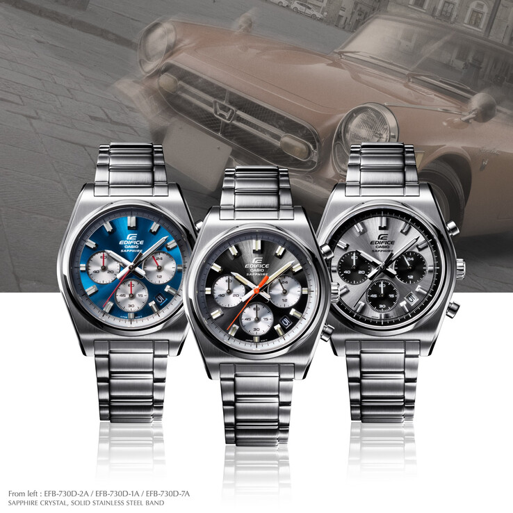 Слева направо: Casio Edifice EFB-730D-2AV, EFB-730D-1AV, EFB-730D-7AV. (Источник изображения: Casio)