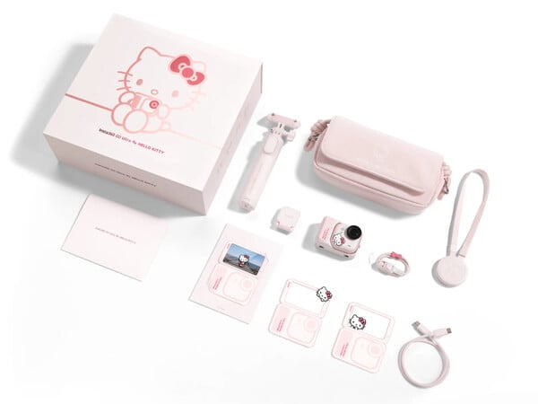 Insta360 Go Ultra Hello Kitty Edition поставляется с розовыми аксессуарами.