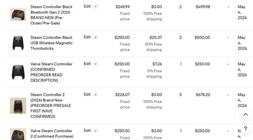 Показаны цены на Steam Controller на eBay