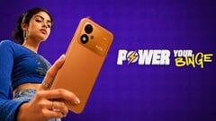 Рекламное изображение смартфона Xiaomi Poco M8 Power с изображением молодой женщины