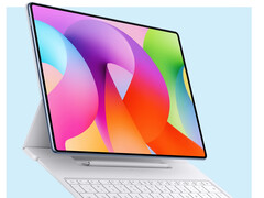 Полная презентация MatePad Pro Max состоится 07 мая 2026 года. На снимке: рендер, демонстрирующий планшет с аксессуарами.