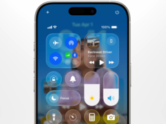 Дизайн программного обеспечения Liquid Glass сильно влияет на эстетику iOS Control Central. (Источник изображения: Apple на YouTube)