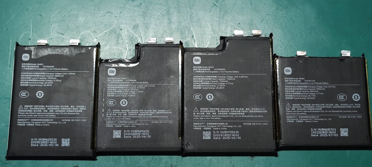Предполагаемые аккумуляторы Xiaomi 17, 17 Pro, 17 Pro Max и 17 Ultra (Источник изображения: Panda Is Very Bald на Weibo)