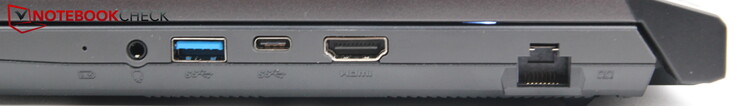Правая сторона: LAN, HDMI, USB-C 3.0, USB-A 3.0, аудио разъем