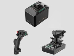 База Moza AB6 (вверху), полетный стик MHG (внизу слева) и дроссельный квадрант MTQ (внизу справа). (Источник изображения: Moza, отредактировано)