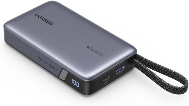 Ugreen Nexode Power Bank 20000mAh 67W со встроенным кабелем USB-C. (Источник изображения: Ugreen, отредактировано)