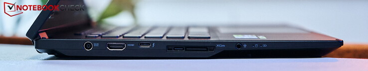 Левая сторона: разъем питания, HDMI 2.1, Thunderbolt4/USB-C (PD, DP), ROG XG Mobile Interface + USB Type-C 3.2 Gen2