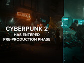 Cyberpunk 2 будет основан на движке Unreal Engine 5, а не на фирменном REDengine от CDPR. На картинке - иллюстрация с наложенным сверху текстом "Cyberpunk 2 вошел в фазу предпроизводства" (Источник изображения: @CDPROJEKTRED_IR на X/Twitter)