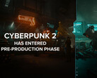 Cyberpunk 2 будет основан на движке Unreal Engine 5, а не на фирменном REDengine от CDPR. На картинке - иллюстрация с наложенным сверху текстом "Cyberpunk 2 вошел в фазу предпроизводства" (Источник изображения: @CDPROJEKTRED_IR на X/Twitter)