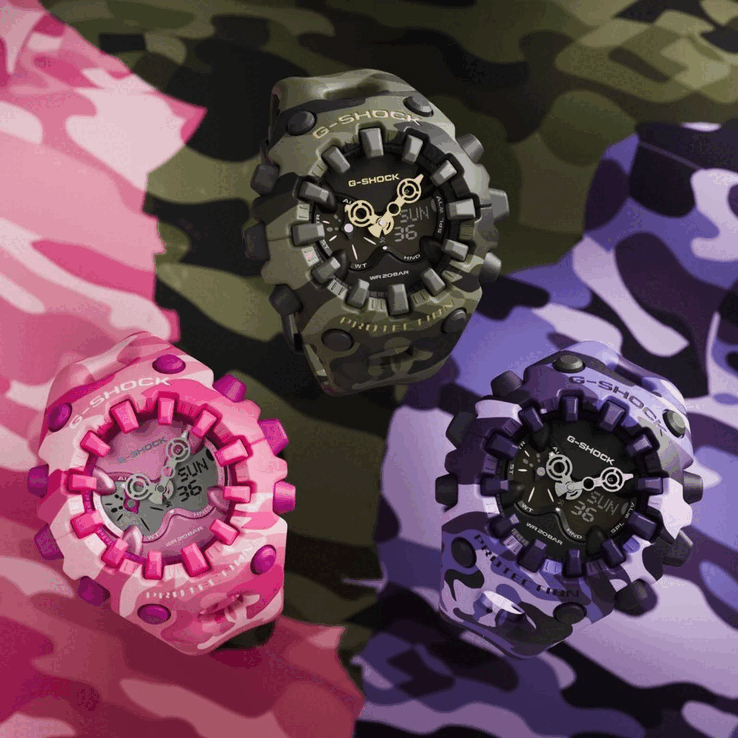Розовые G-Shock GA-V01MCG-4A и фиолетовые GA-V01CMG-6A