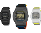 На фото - часы Casio G-Shock DW-5600MNC-1, DW-5600MNC-BA2 и DW-5600MNC-7A8 на белом фоне.