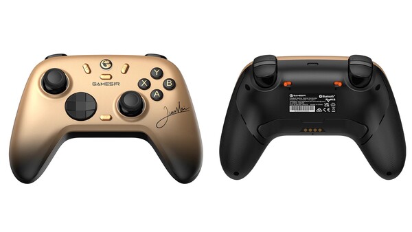 Модель GameSir Nova 2 Lite Champion Edition имеет золотую лицевую панель с автографом Сяо Хая. (Источник изображения: GameSir)