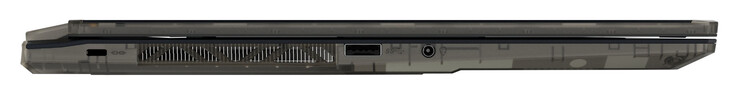 Левая сторона: слот для замка, USB 3.2 Gen 1 (USB-A), аудио разъем