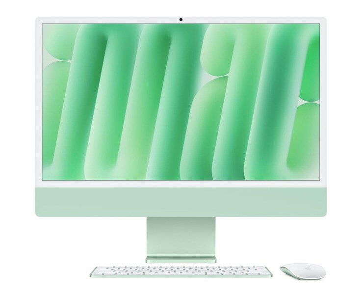 Apple 24-дюймовый iMac показан в зеленом цвете с подходящими клавиатурой и мышью (Источник изображения: Apple)