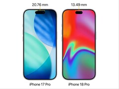 Динамический остров iPhone 17 Pro в сравнении с iPhone 18 Pro, о котором ходят слухи.