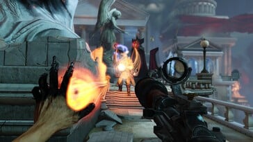 На картинке: Скриншот игрового процесса из BioShock Infinite.