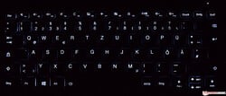 Клавиатура в темноте с включенной подсветкой