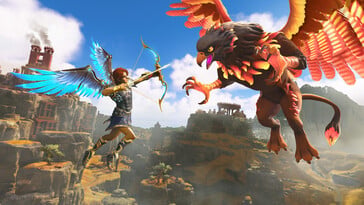 Изображение, показывающее мифологическое существо в игре Immortals Fenyx Rising.