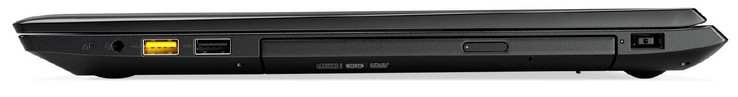справа: 3.5-мм аудиопорт, 2x USB 2.0 (Type A), дисковод DVD (с записью), вход питания