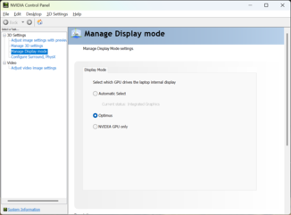 Настройки GPU в панели управления Nvidia будут автоматически переключаться между стандартной и высокой частотой обновления