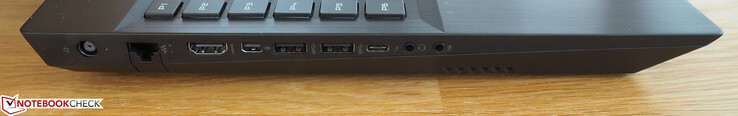Левая сторонаt: разъем питания, Ethernet, HDMI, Mini-DisplayPort, 2x USB 3.0, Thunderbolt 3, выход на наушники, микрофонный вход