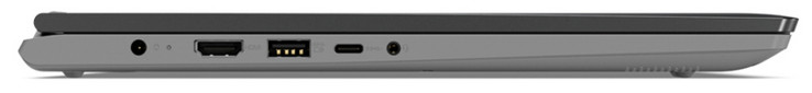 Левая сторона: разъем питания, индикатор питания, HDMI, USB 3.0 Type-A, USB 3.1 Type-C, аудио разъем
