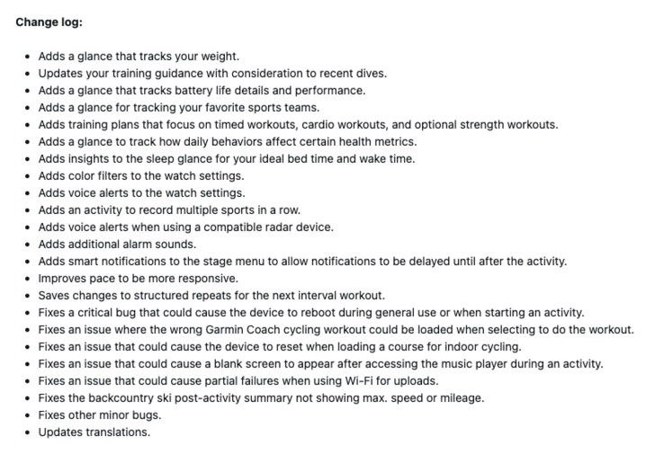 Журнал изменений бета-версии 16.28 для Garmin Venu X1