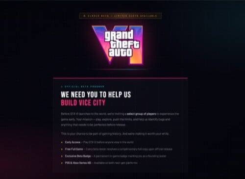 Мошеннический сайт раннего доступа к GTA 6