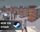 Игра Supermarket Simulator будет доступна по цене $14.99 до 26 июня. На снимке - скриншот из игры с логотипом Steam и надписью "New on Steam" (Источник изображения: Steam - Отредактировано)
