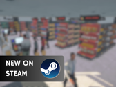 Игра Supermarket Simulator будет доступна по цене $14.99 до 26 июня. На снимке - скриншот из игры с логотипом Steam и надписью "New on Steam" (Источник изображения: Steam - Отредактировано)