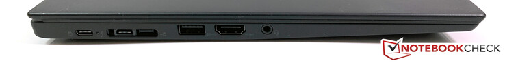 Левая сторона: USB-C 3.1 (Gen1), Thunderbolt 3, LAN, USB 3.0, HDMI 1.4b, аудио разъем