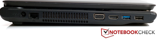 Слева: Разъем для подключения питания, RJ45 (LAN), VGA, HDMI, USB 3.0, USB 2.0